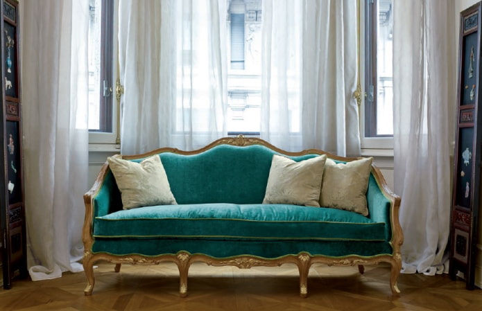 классический бирюзовый диван