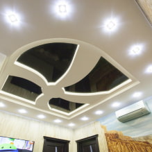 Черно-белый натяжной потолок: виды конструкций, фактуры, формы, варианты дизайна-10