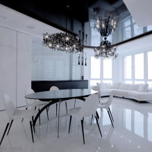 Черно-белый натяжной потолок: виды конструкций, фактуры, формы, варианты дизайна-5