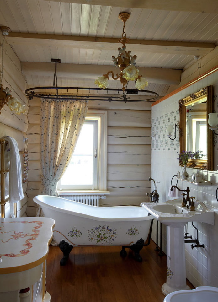 ванная комната в деревянном доме