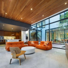 Деревянные потолки: виды, дизайн, цвет, подсветка, примеры в стилях лофт, минимализм, классика, прованс-0