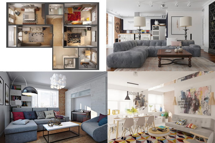 Дизайн четырехкомнатной квартиры: планировки, 3 проекта, фото