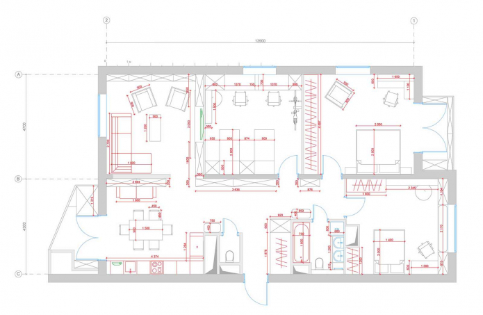 планировка 4-х комнатной квартиры