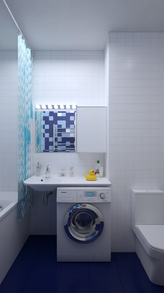 ванная комната в дизайне двухкомнатной квартиры в доме серии П-44