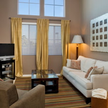 Дизайн комнаты с золотыми шторами: выбор тканей, сочетания, виды штор, 70 фото-15
