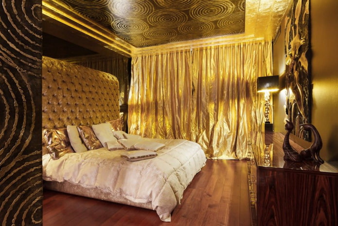 золотой интерьер спальни