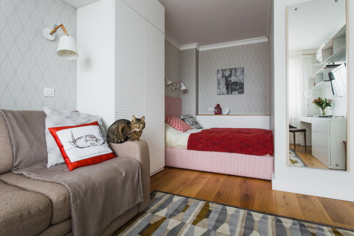 дизайн спальни в интерьере квартиры 35 квадратов