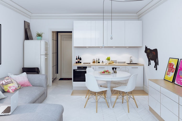 дизайн кухонной зоны в однокомнатной квартире