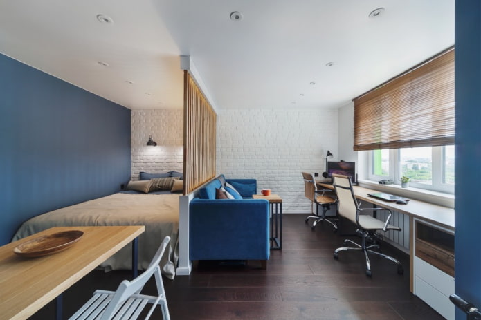 дизайн спальной зоны в интерьере однокомнатной квартиры