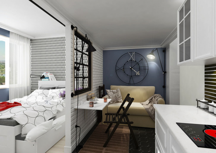 Дизайн маленькой квартиры-студии 18 кв м — фото интерьера, идеи обустройства