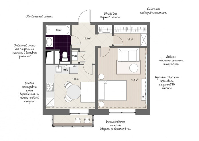 план расстановки мебели в однокомнатной квартире 38 кв м в доме серии КОПЭ