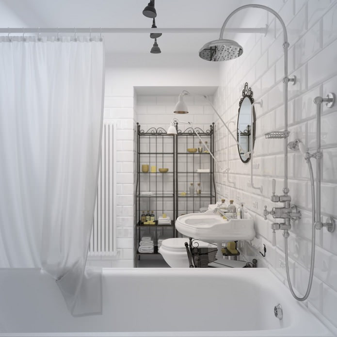 ванная в белом цвете с плиткой
