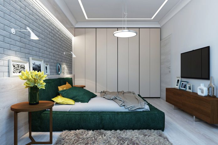 спальня в современной красивой квартире