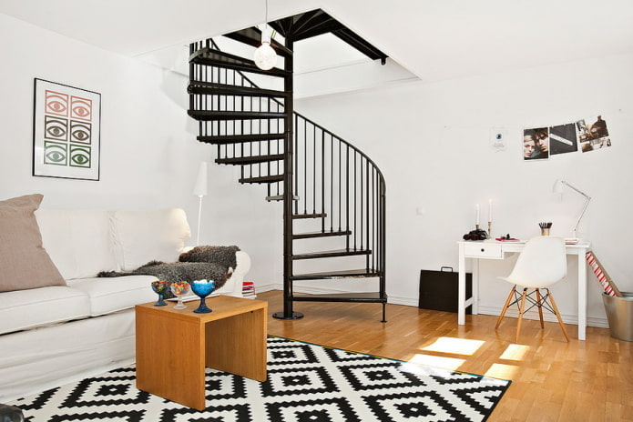 интерьер двухуровневой квартиры в скандинавском стиле