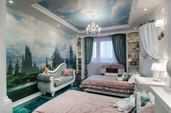 детская комната для девочки с изображением сказочного дворца