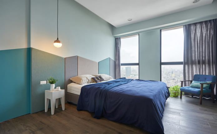 современная синяя спальня