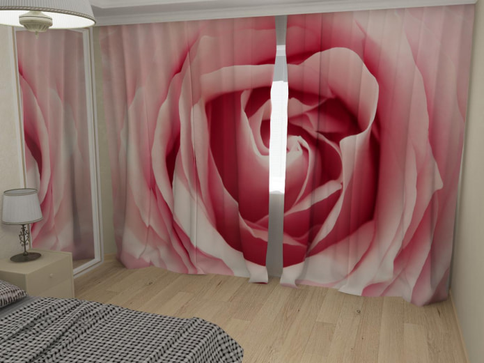 фото шторы с розой