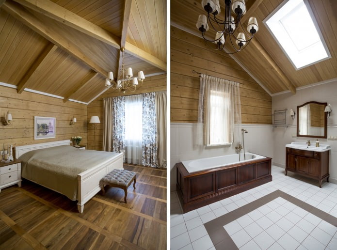 спальня и ванная комната на мансарде