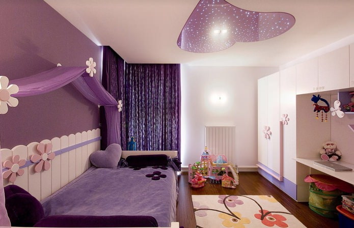 детская комната для девочки в фиолетовых тонах
