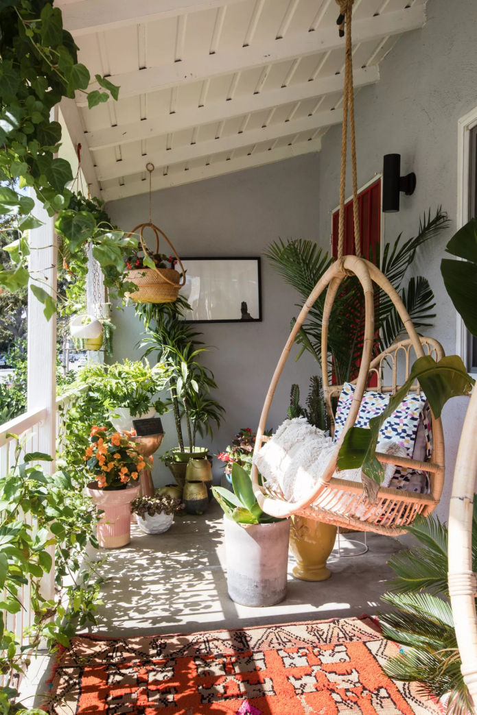 Растения и подвесной стул