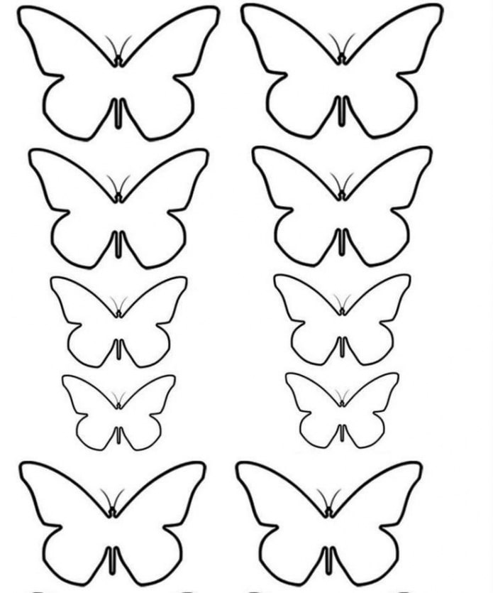 выкройка бабочек разных размеров