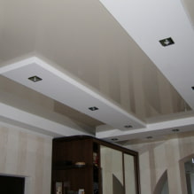 Комбинированные потолки из гипсокартона и натяжные: дизайн, цветовые сочетания, фото в интерьере-3