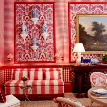 Красные обои в интерьере: виды, дизайн, сочетание с цветом штор, мебели-7