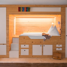 Кровать в нише: дизайн, ландшафт (подиум, раскладная, детская), фото интерьера 4