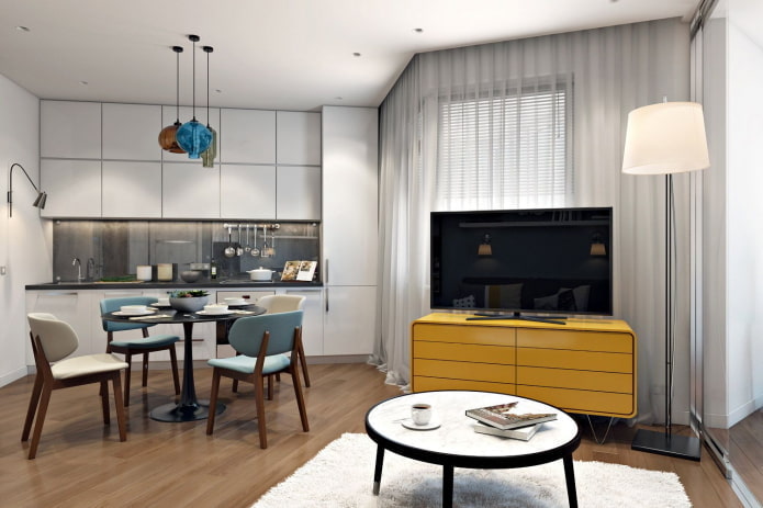 дизайн кухни в интерьере квартиры 40 квадратов