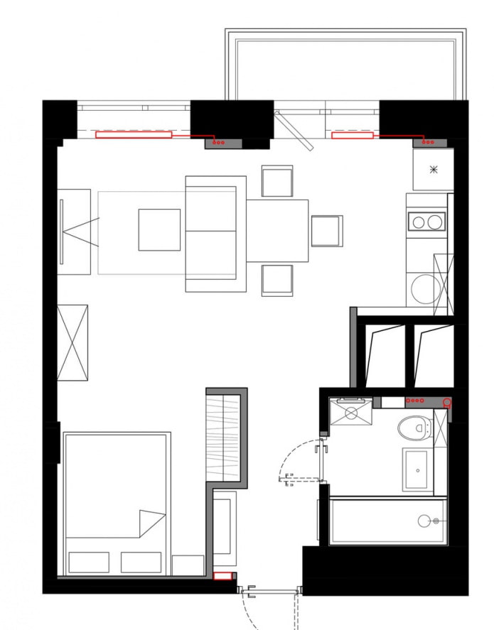 Дизайн однокомнатной квартиры 33 кв м.