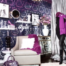 Фиолетовые обои в интерьере: виды, дизайн, подбор штор, 70 фото-10