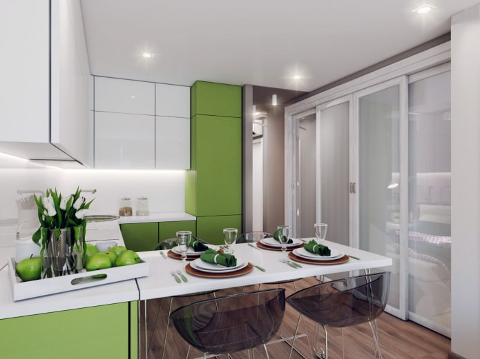 дизайн кухни-гостиной 18,62 кв м.