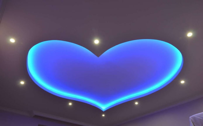 голубой высокий потолок в форме сердца