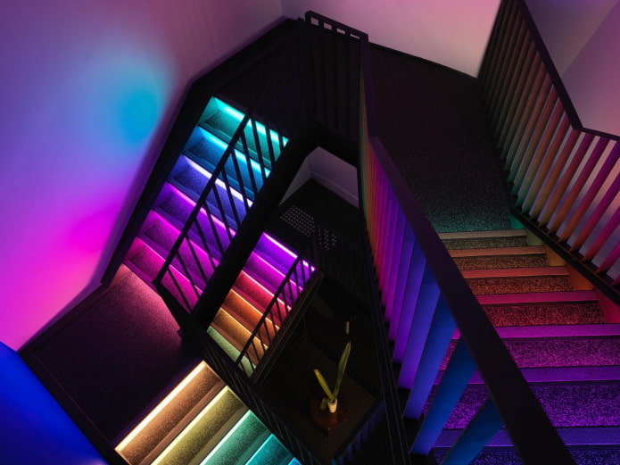 дизайн лестницы с подсветкой
