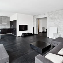 Черный пол: выбор материала, дизайн, сочетание с потолком и стенами-7