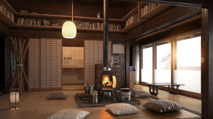 интерьер японского деревянного дома