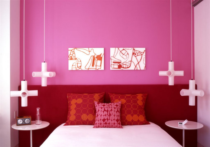 Розово-красная спальня