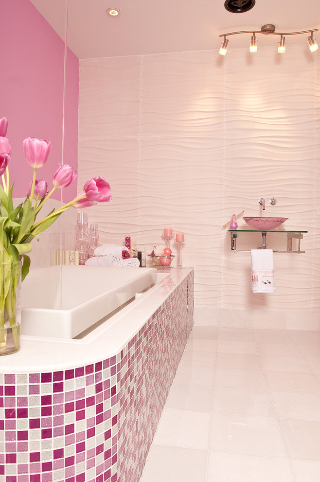 ванная комната в розовом