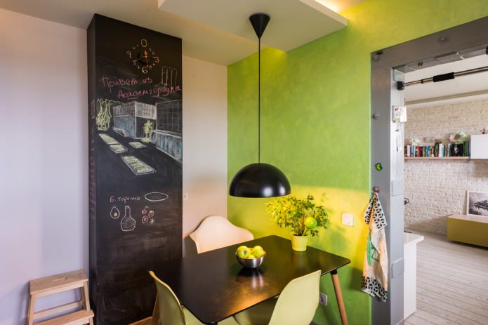 зеленая стена на кухне