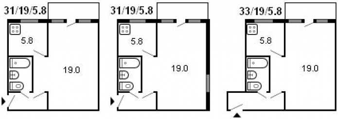планировка 1-комнатной хрущевки 464 серии
