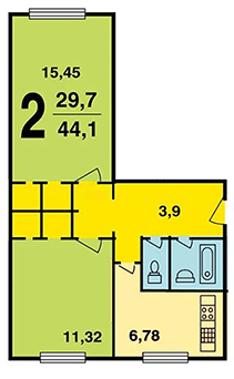 планировка 2-х комнатной хрущевки К-7 серии