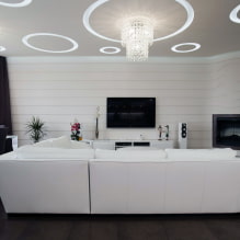 Серый потолок в интерьере: дизайн, вид (матовый, глянцевый, сатиновый), подсветка, сочетание со стенами-8