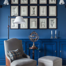 Синий в интерьере: сочетания, варианты стилей, отделки, мебели, штор и декора - 0