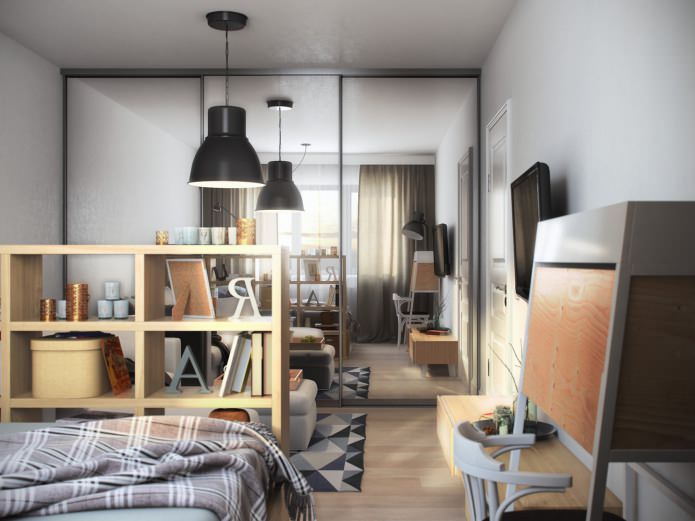 гостиная-спальня в дизайне однокомнатной квартиры 36 кв м.