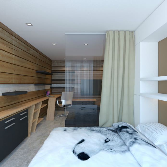 спальня в дизайне однокомнатной квартиры 33 кв м.