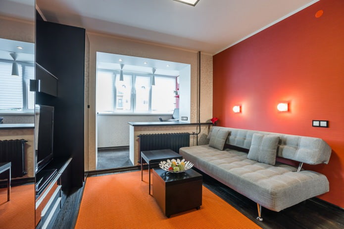 гостиная в интерьере однокомнатной квартиры в современном стиле