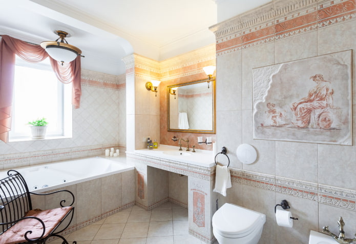 цветовое решение в ванной комнате в средиземноморском стиле
