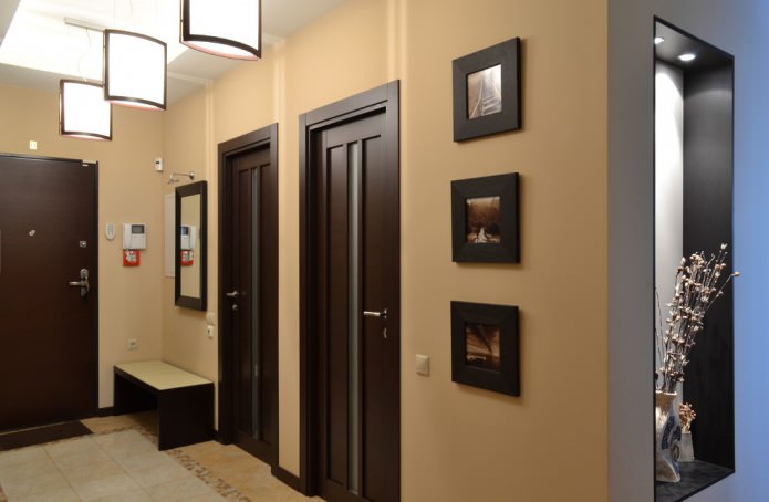 Темные двери в интерьере: сочетание с цветом пола, стен, мебели (60 фото)