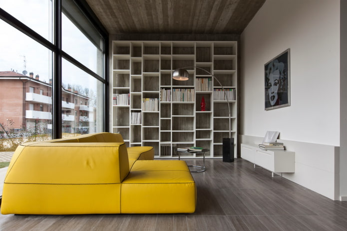минималистичный желтый диван